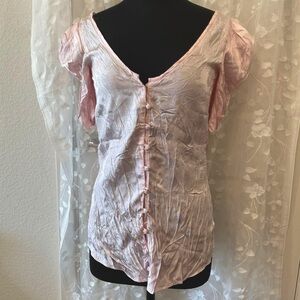Baby pink button lace blouse